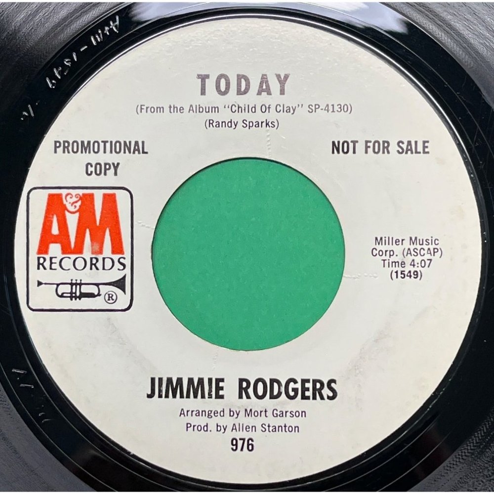 Jimmie Rodgers Today / The Lovers 45 Country Folk Promo A&M 976 WLP